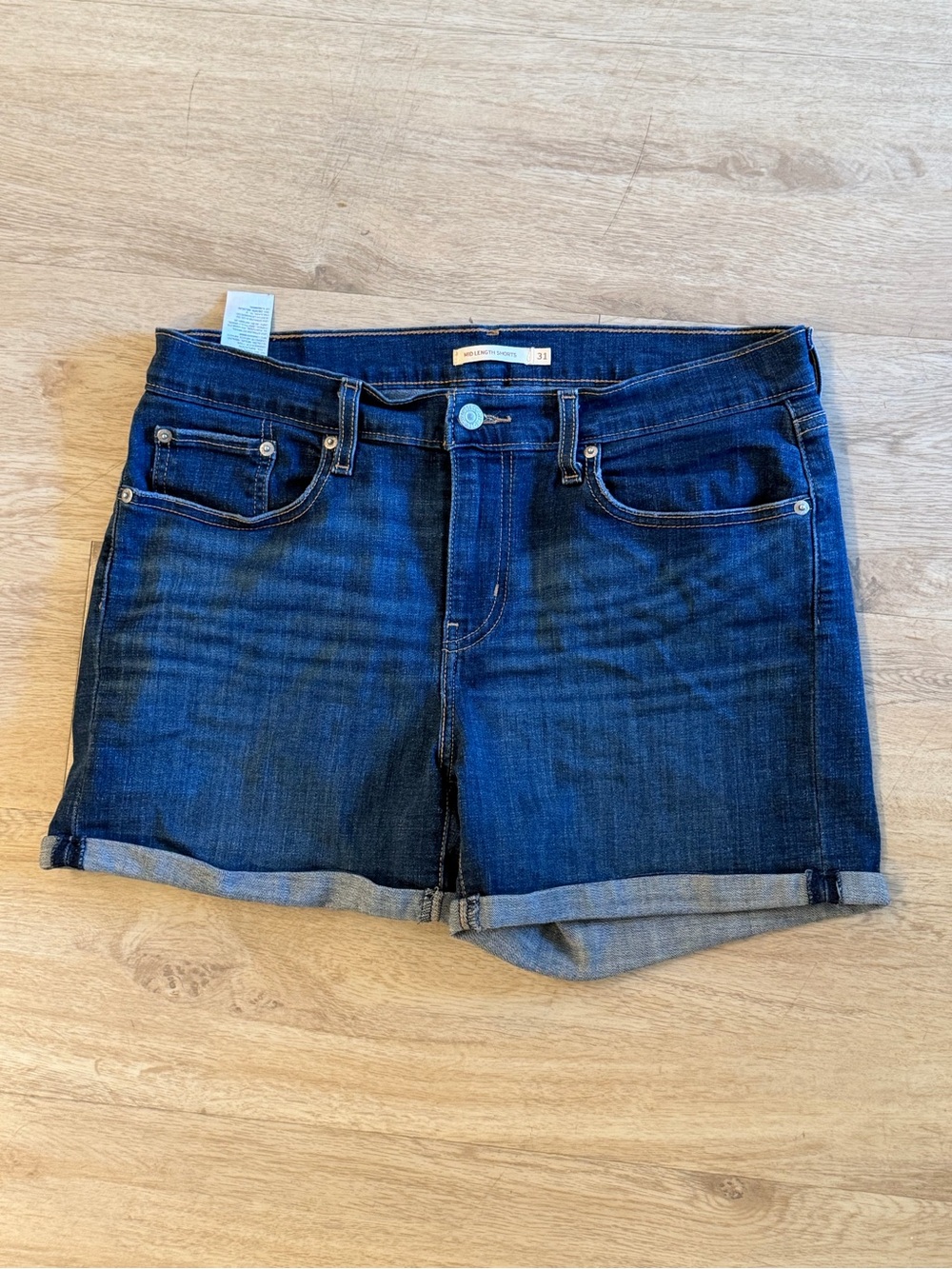 Levi's Dark Blue Roll-Cuff Denim Shorts